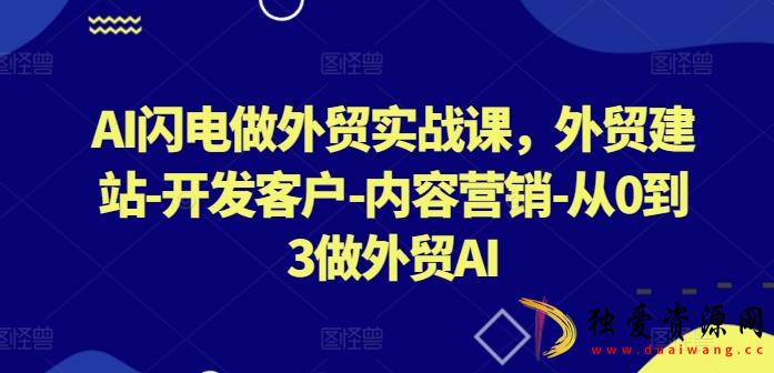 AI闪电做外贸实战课外贸建站开发客户内容营销