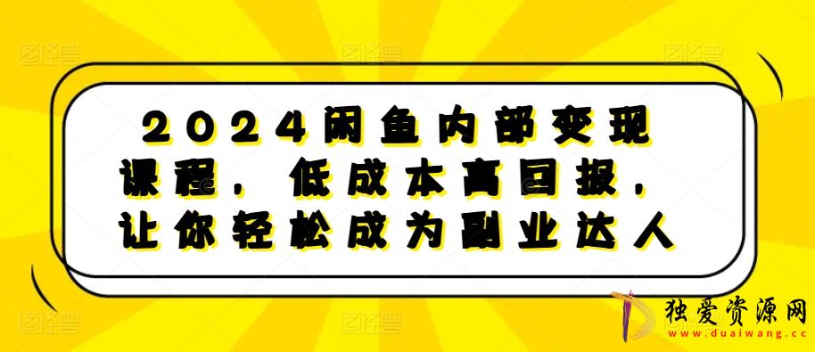 2024闲鱼内部变现课程低成本高回报副业达人